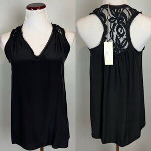 Rebecca Taylor Black Lace Racerback Tank Blouse Size 2 NWT Sales Sample